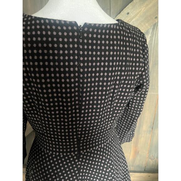Boden Dress Womens Size 8 R Black Gray Polka Dots Wool Blend Flare Midi Lined - Picture 2 of 11